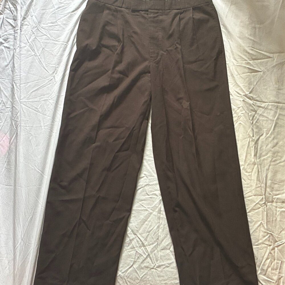 Tailored Men's Dark Brown Pleated Pants (34/31)